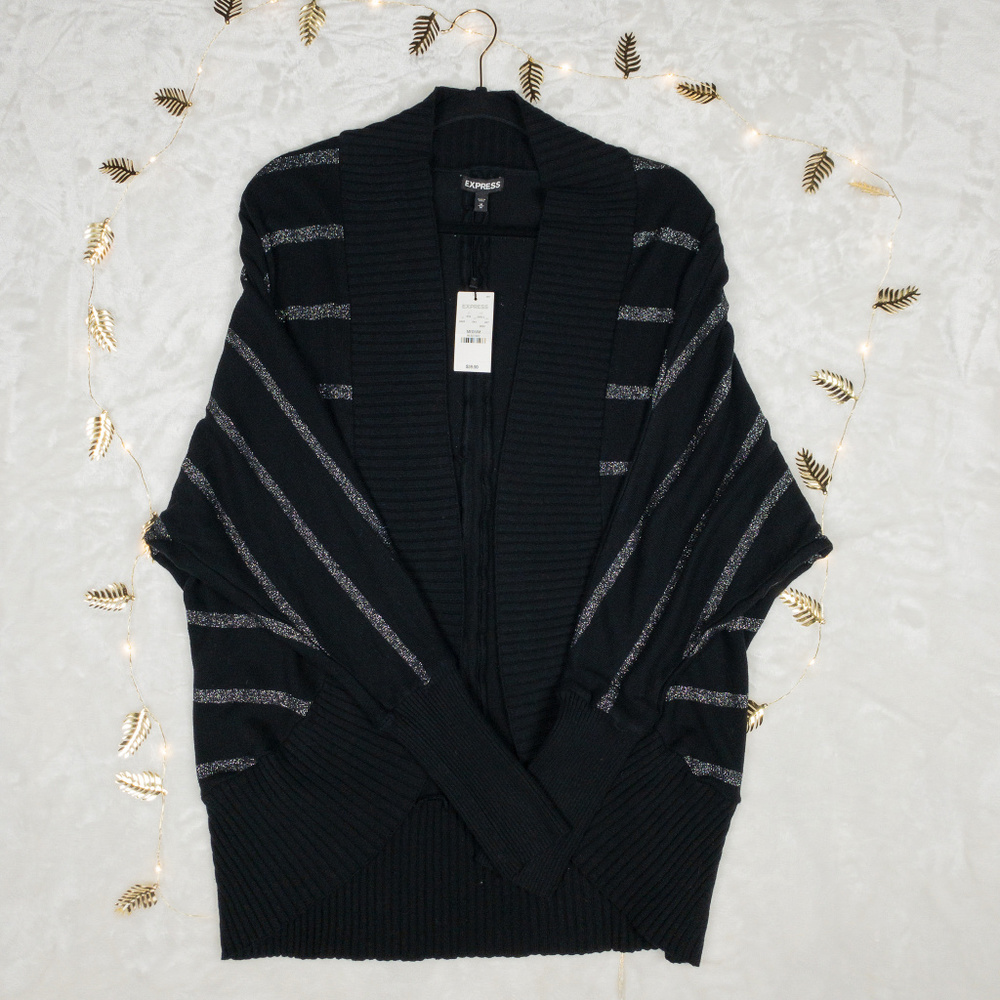 NWT Express Black/Silver Cocoon Sweater  A26